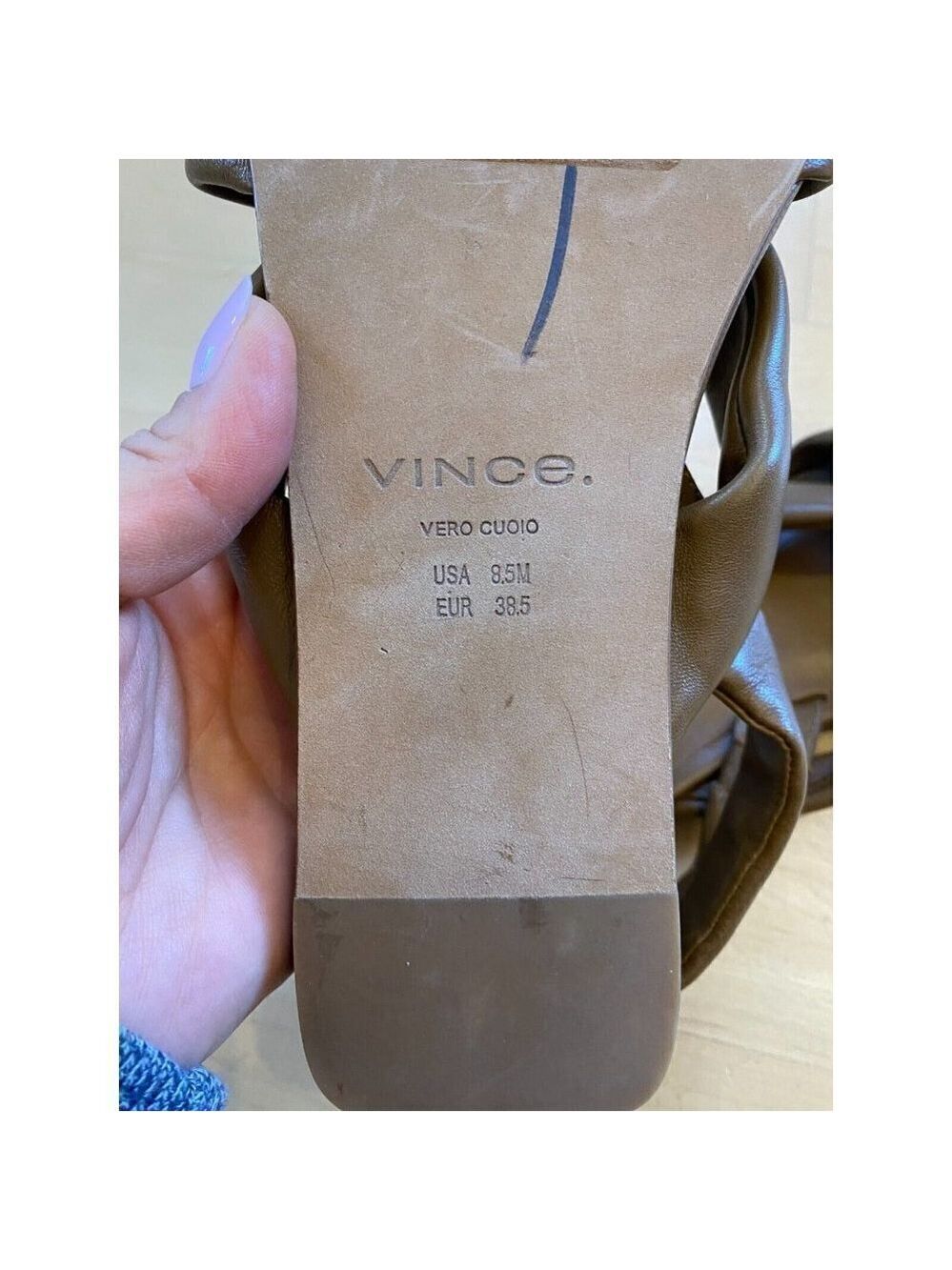 VINCE NEW Women's brown "Elm" knot sandals leather slingback flats - Picture 6 of 6